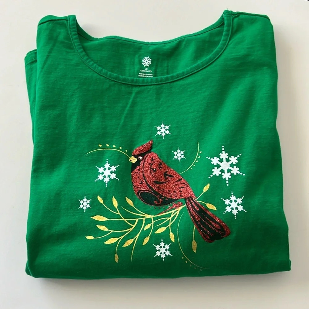 long sleeve Cardinal T shirt. Green 2X - Picture 2 of 6